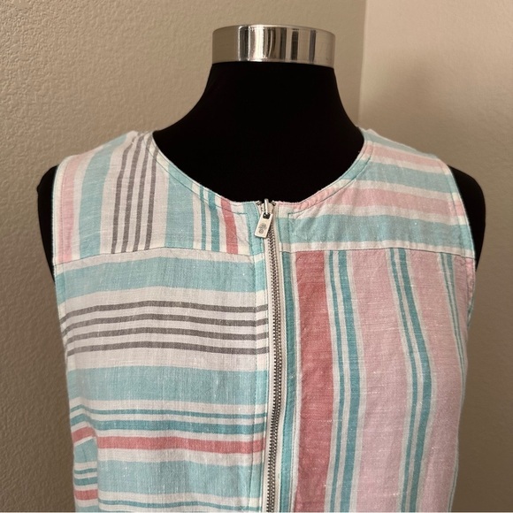 Tommy Bahama Linen Multicolor Striped 1/4 Zip Up Tank Top Size L - Picture 3 of 10